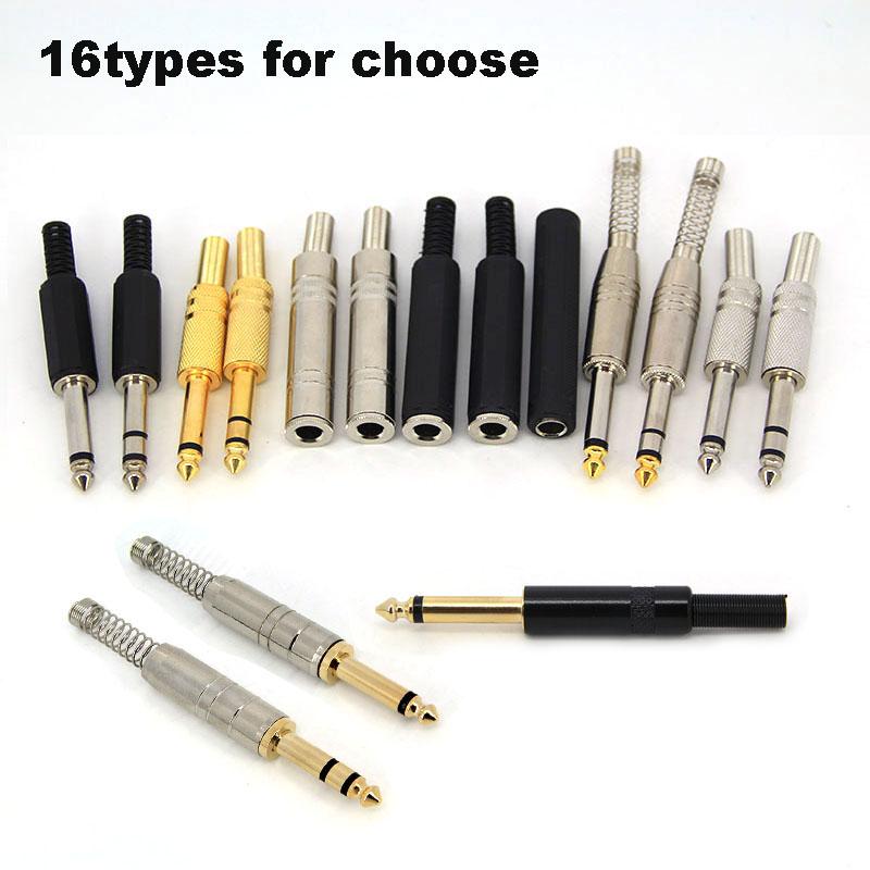 2pole 3pole 6.35mm 6.5mm Audio Male Female Mono Stereo Solder Connector Plug Socket Gold Plated Metal Amplifier Mic Converter