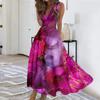Женское длинное платье Платье макси Повседневное платье Летнее повседневное платье без рукавов с v-образным вырезом в стиле бохо с талией и принтом