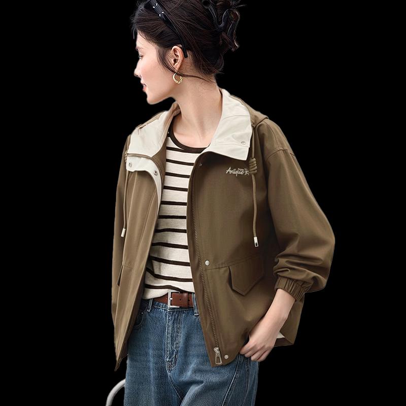 Women's Color Block Hooded Casual Jacket