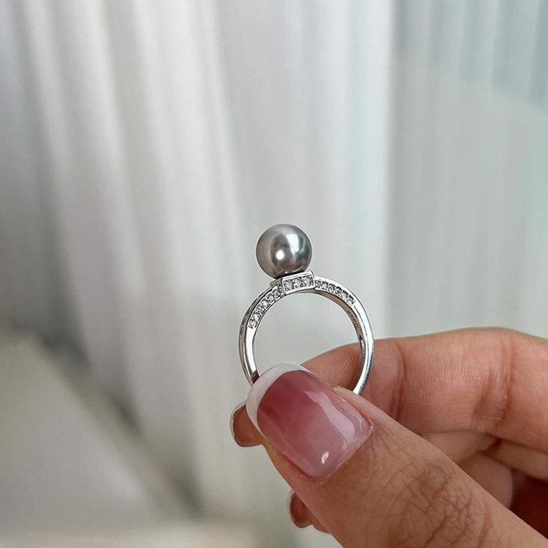 Кольцо с микро-инкрустацией циркония и жемчуга для женщин, нишевое, высокого класса, изысканное, легкое, роскошное, элегантное, индивидуальное, темпераментное, универсальное кольцо