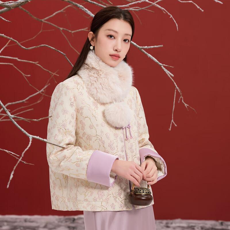 SanCai Plus Size Chinese Style Plum Blossom Duck Down Jacket