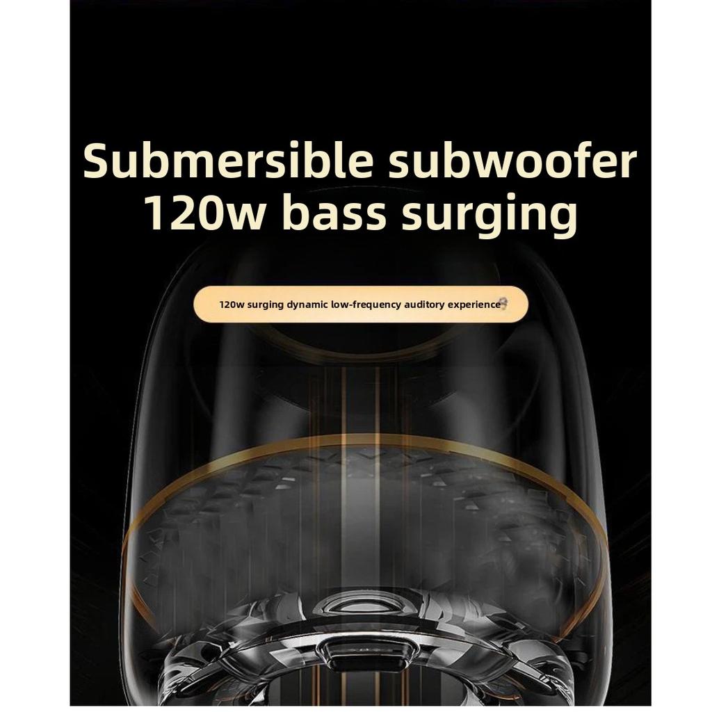 Transparent Bluetooth Speaker, Harman Crystal Style Subwoofer, RGB Atmosphere Lamp, Wireless Stereo Audio for Home