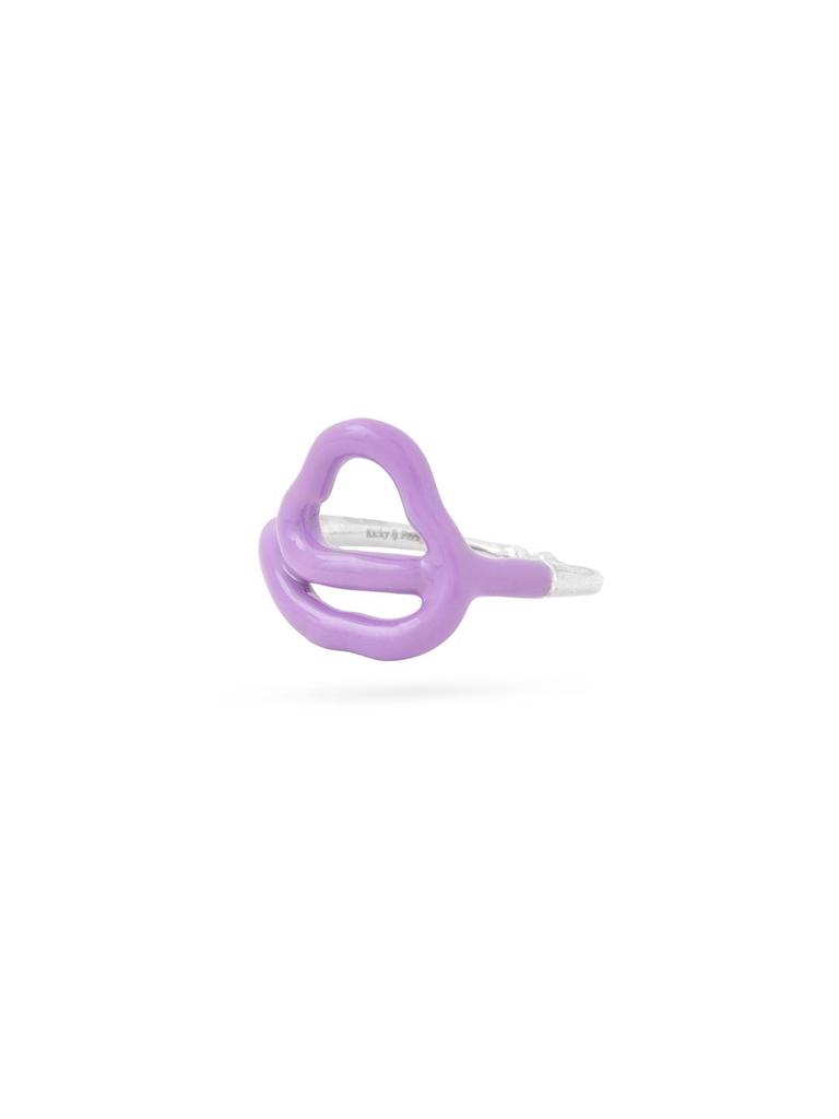 Кольцо Kicky and Perky из стерлингового серебра 925 пробы с фиолетовой эмалью и абстрактным узором, регулируемое для женщин