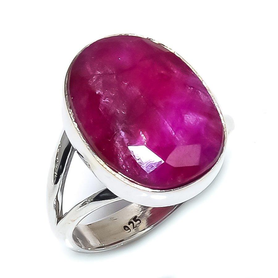 Красный Рубин(Смоделированный) Подарочное кольцо из серебра 925 пробы с драгоценными камнями ручной работы S.6.5 k2U22