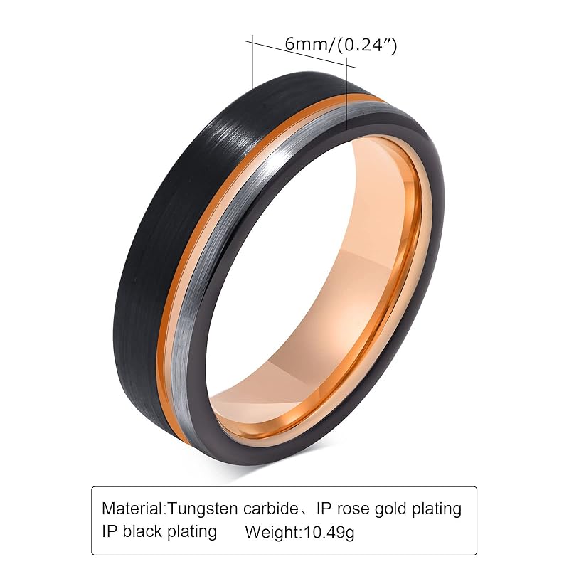 [Rockyu] brand men's ring black tungsten ring silver No. 17 matte finishing mud texture Compatible with metal allergies