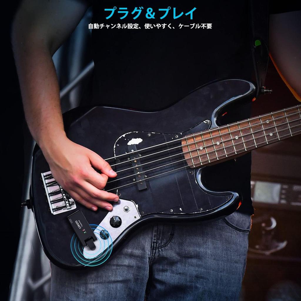 LEKATO Guitar Wireless Guitar Wireless System Wireless Bass Electric Guitar with and Mono 4 USB Black Ws-100 Transmitter/Receiver 3.5mm 6.35mm Plug,