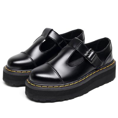 Женские туфли Мэри Джейн на толстой подошве с Т-образным ремешком, легкие ботинки Мартин из натуральной кожи, студенческие на маффиновой подошве в британском стиле