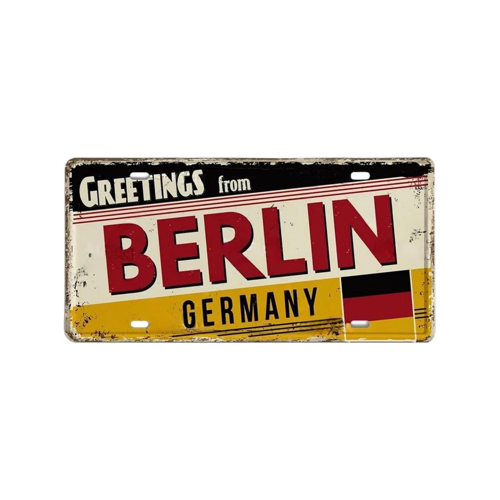 Vintage Berlin Madrid New York Paris Country City Style Plate Metal Sign Plaque Tin Sign Man Cave Bar Club Poster Decoration