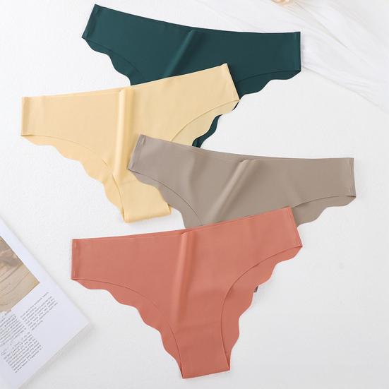 8 Pcs Seamless Underwear for Women No Show Ice Silk Hipster Panties Wave Edge Invisible Triangle Briefs