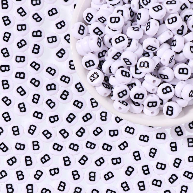100 шт./пакет DIY Черно-белые английские акриловые бусины-буквы Ручная работа Браслеты Ожерелья Бусины Аксессуары