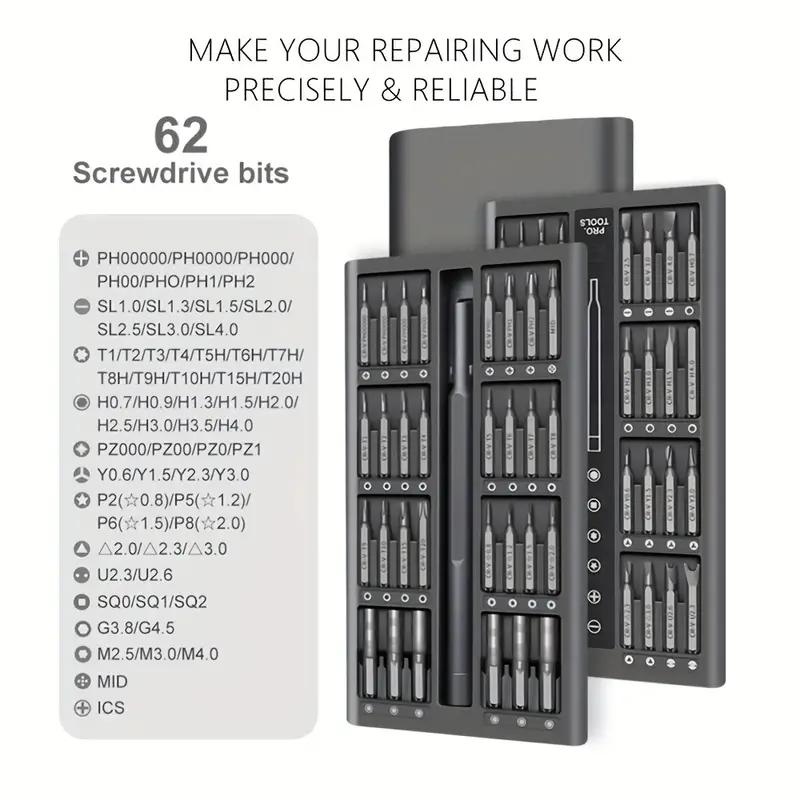Набор прецизионных отверток для часов 63-в-1, Магнитный профессиональный ремонтный набор, Маленькая отвертка из хром-ванадиевой стали