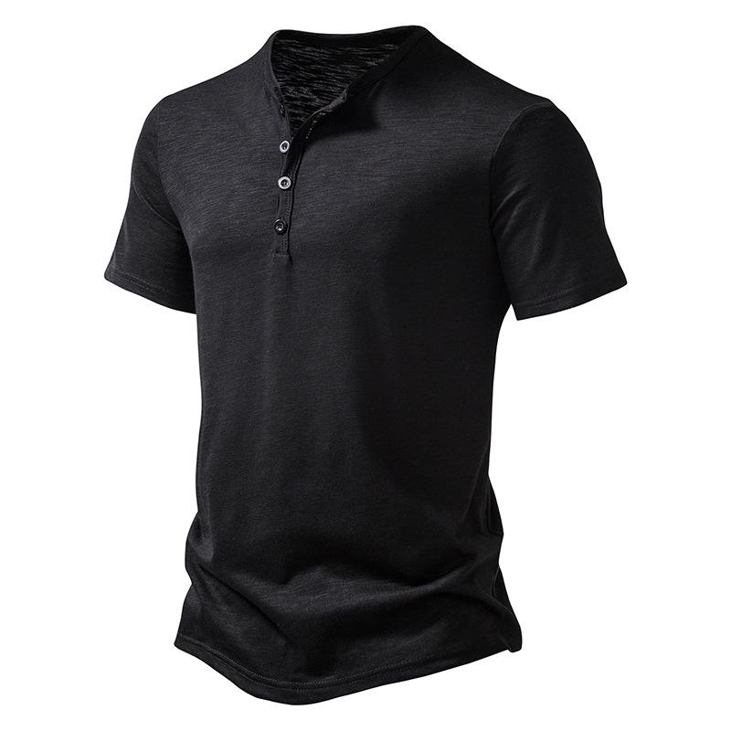 Мужская футболка Henley с коротким рукавом, летняя повседневная пуловер, свободная верхняя блузка