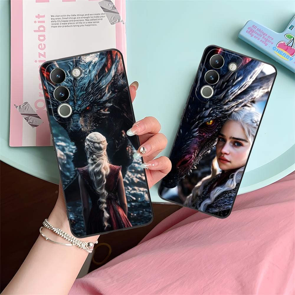 Матовый чехол для мобильного телефона VIVO V60 V50 V40 V30 V29 V27 V25 V23 Pro Lite 5G с принтом «Королева Драконов»
