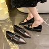 French Pointed Thick Heel with Mary Jane Shoes Women's 2025 Summer New Shallow Single Shoes Evening Shoes Small Leather Shoes