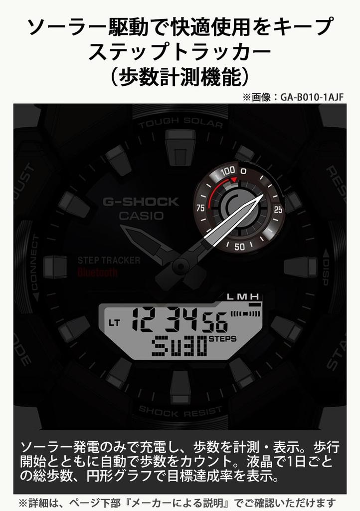Часы Casio Полностью черные с функцией Life Log Прочные и материалы G-Shock GA-B010-1A1JF Мужские Измерение, Bluetooth, Солнечные, Экологичные
