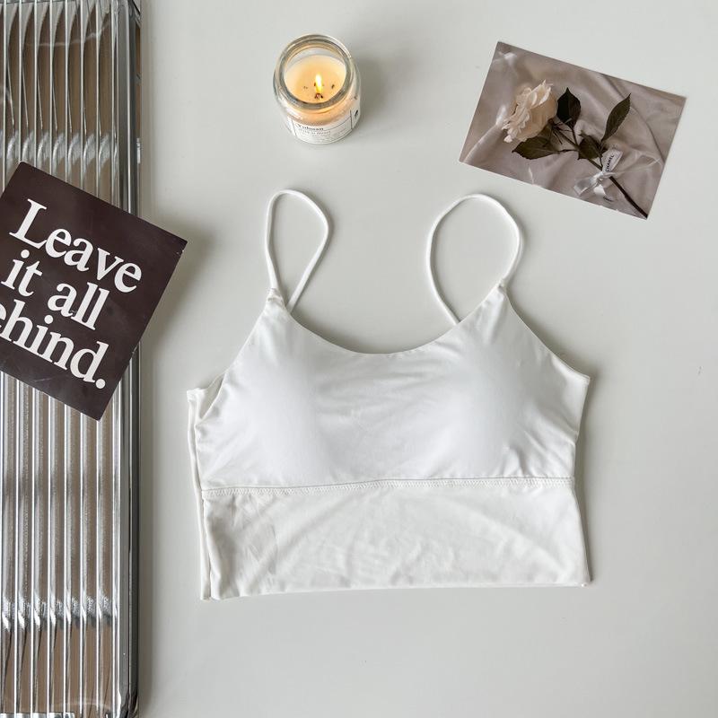 Бесшовный утягивающий топ-майка из ледяного шелка с нагрудными вкладышами