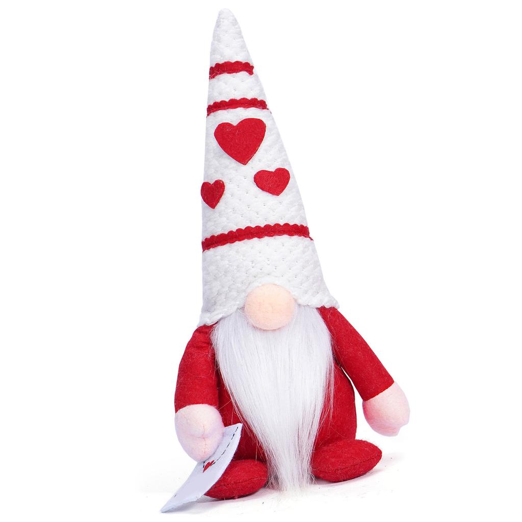 Heart Hat Gnomes Plush Dolls Valentines Day Scandinavian Tomtes Elf Figurine Toy Decoration for Bedroom or Office Desk