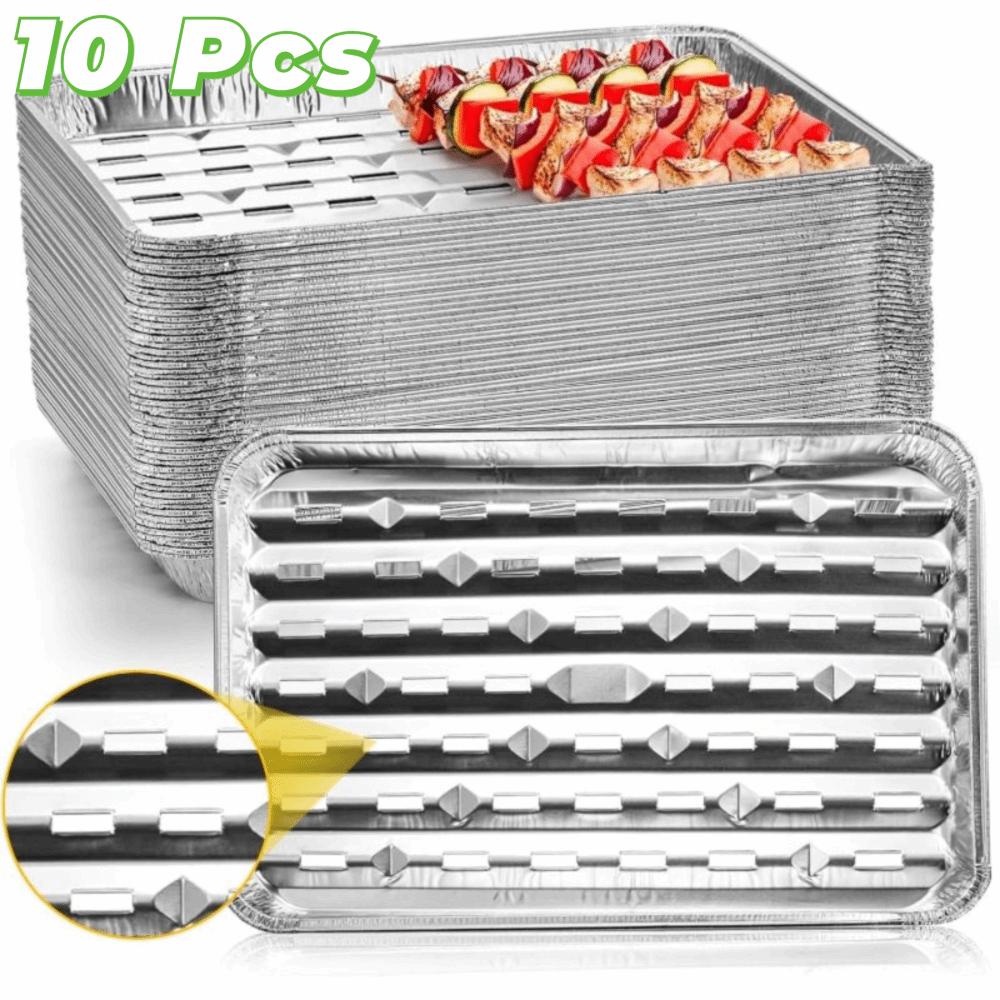 10PCS Thickened Barbecue Tray Rectangular BBQ Tin Tray Seafood