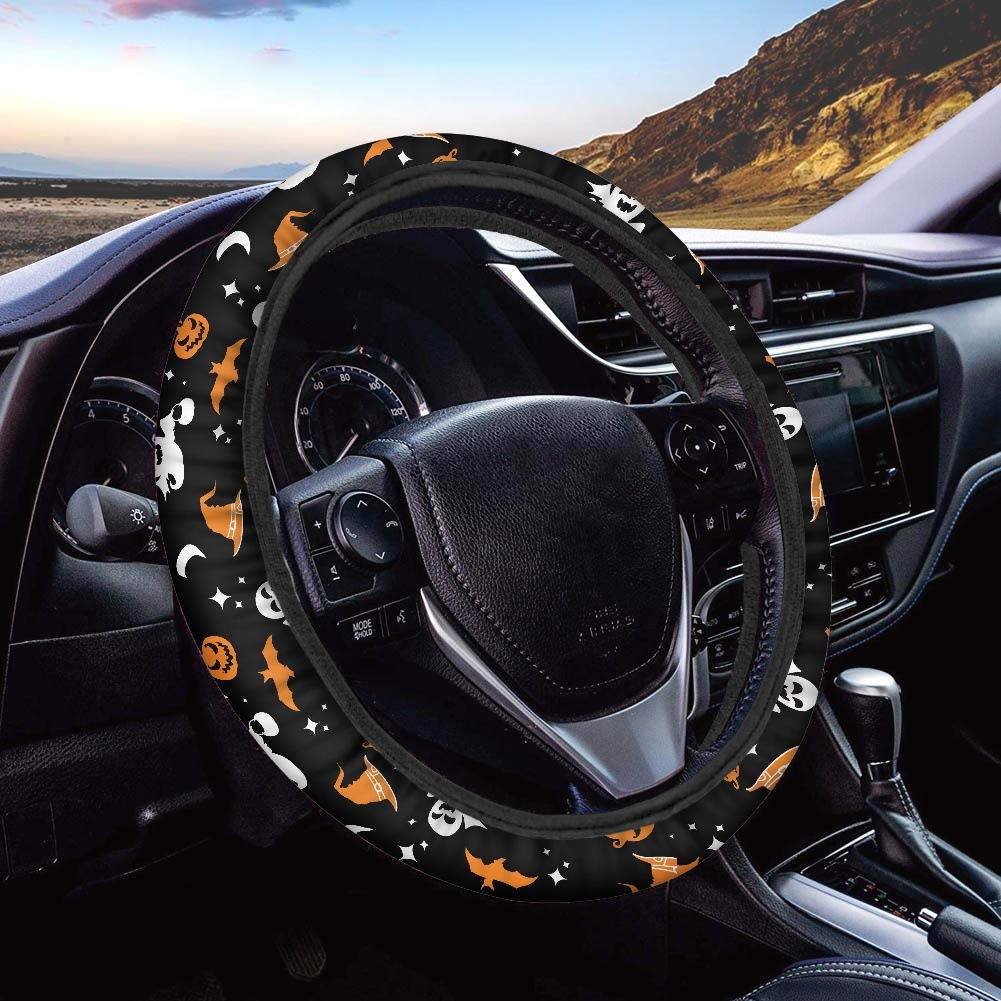 Halloween Car Steering Wheel Cover, Summer Polyester Printed Car Handle Cover, All-Season Car Cover
