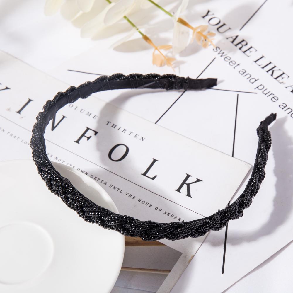 Ретро-резинка для волос ручной работы с бусинами, эластичная женская повязка на голову, аксессуары для волос, металлические хрустальные повязки на голову, обручи для волос для девочек, головные уборы