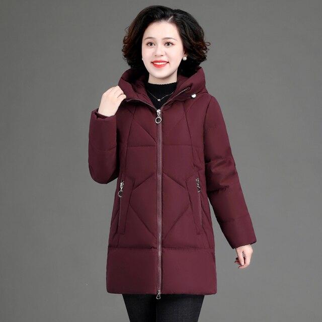 Thick Hooded Cotton Coat for Middle-Aged and Elderly Mothers Loose and Warm Cotton Jacket for Women
