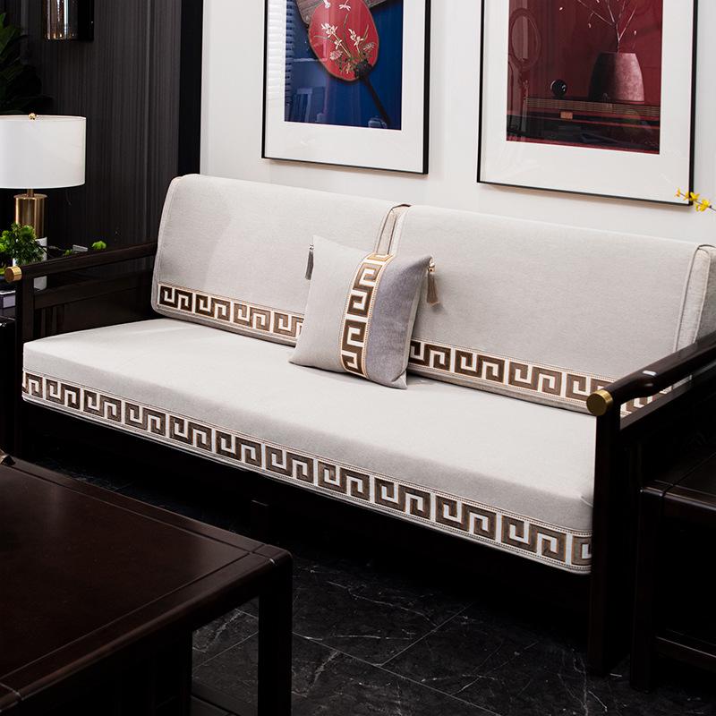 Новая китайская хлопково-льняная подушка для дивана, универсальная подушка для сиденья дивана из массива дерева для всех сезонов, праздничное нескользящее красное полотенце-чехол для подушки сиденья