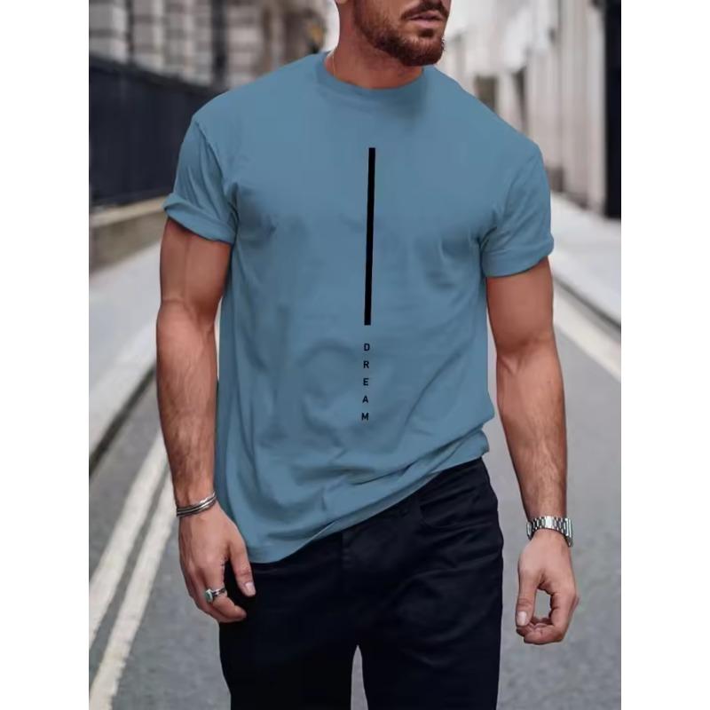 Летняя мужская повседневная спортивная свободная футболка оверсайз с простым принтом в виде букв, с круглым вырезом и короткими рукавами, 3D-топ