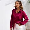 Spring Autumn Fashion Hot Item Real Shot Women's Solid Color Satin Complexion Ding Long Sleeved Women's Shirt