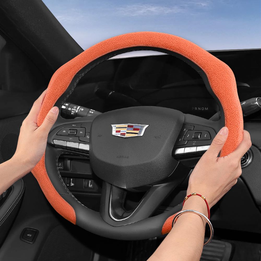 Suitable for Cadillac Premium Suede Snap-On Steering Wheel Cover Anti-Slip Durable Car Accessories Cts 2013 Ct4 Carbon Interior Ct5 Xt5 Xt4 Xt6 Escala