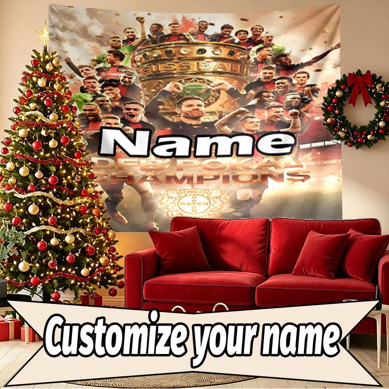 Custom Name Personalized Bayer 04 Leverkusen Print Tapestry, Wall Art Decor, Bedroom, Dorm, Apartment, LivingRoom, Party Backdrop, Gift for Birthday