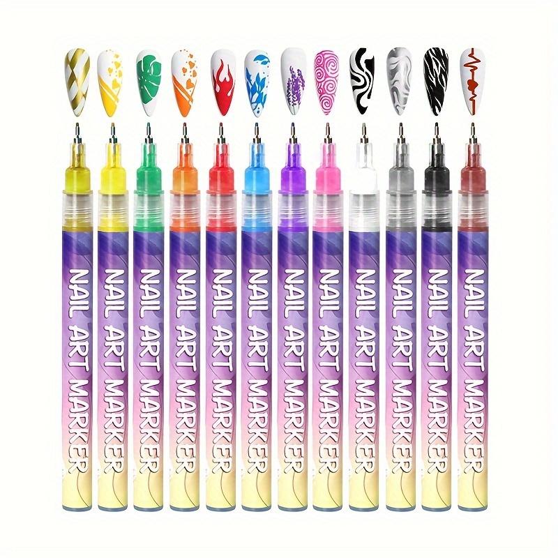 12-color Acrylic Paint Pen, Nail Graffiti Pen, DIY Quick-drying Dot Sewing Pen, Precision 3D Graffiti Nail Art Pen, Nail Art Pen Set, Quick-drying