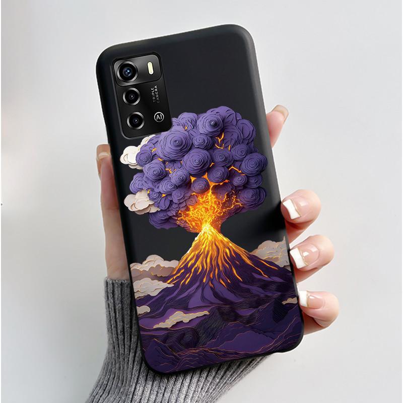 Casing For ZTE Blade A72 4G V40 Vita Phone Case Shell Aesthetic Cute Cat Astronaut Fashion Matte Black Protective Soft TPU Cover