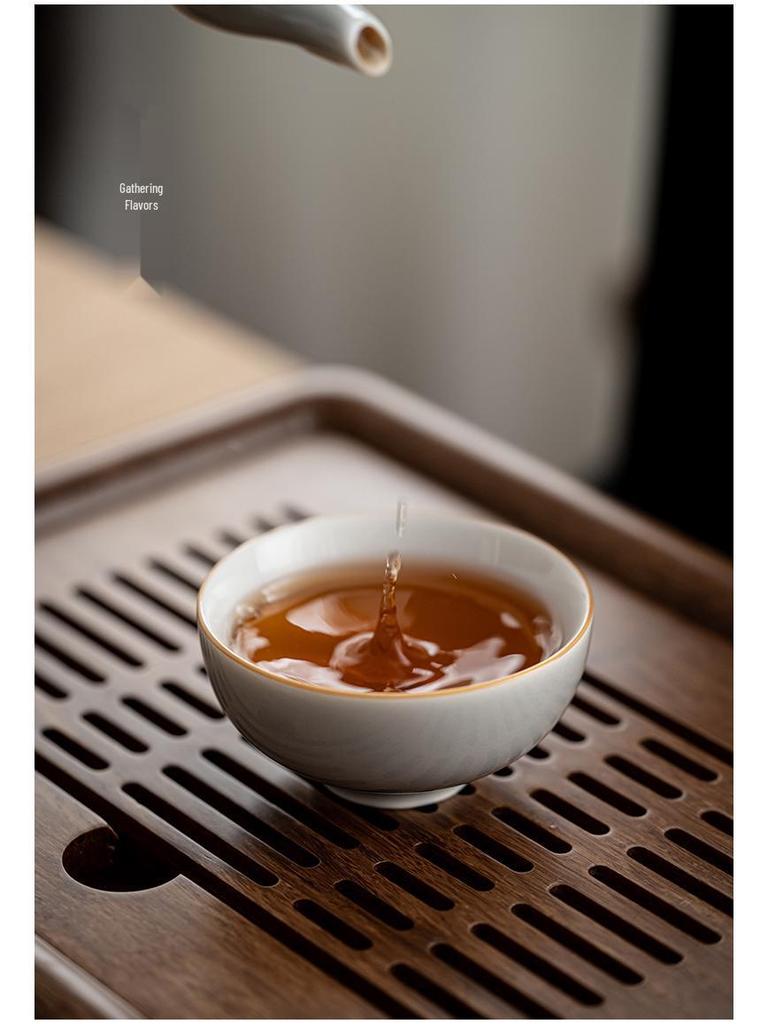 Japanese Handmade Ice Ash Glaze Ceramic Teacup - Gongfu Tasting Aroma Cup 