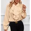 Women's Loose Casual Solid Color Ruffle Edge Shirt Long Sleeved Shirt Fashionable Shirt