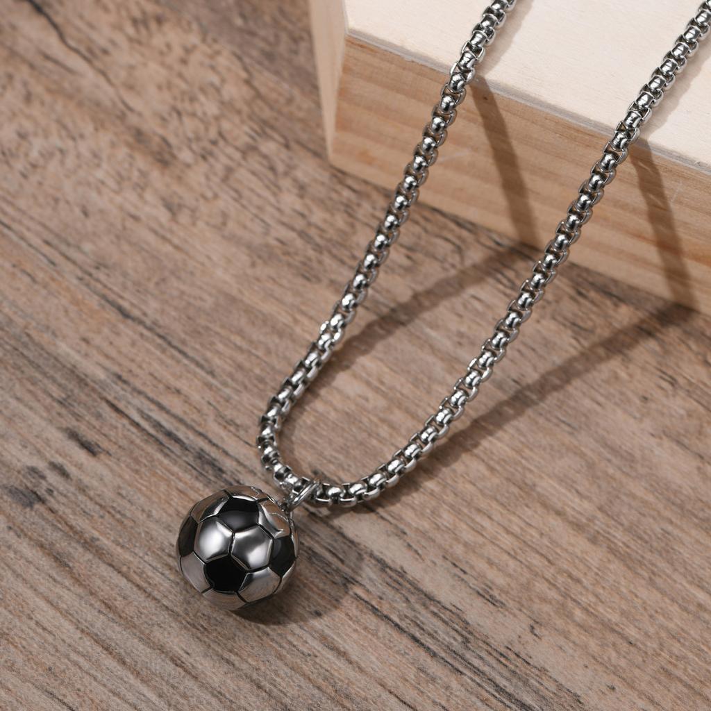 3D Football Necklaces For Men, Solid Stainless Steel Casual Scoocer Pendants, Sports Lover Boys Birthday Gifts Jewelry