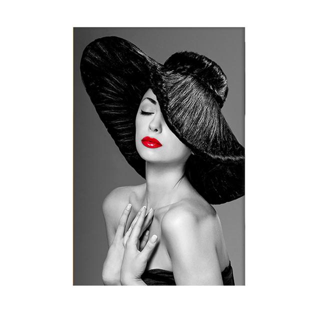 Модная черно-белая художественная девушка с красными губами, холст, картина для гостиной, комната для девочек, сексуальная девушка, Nodic, художественные декоративные картины