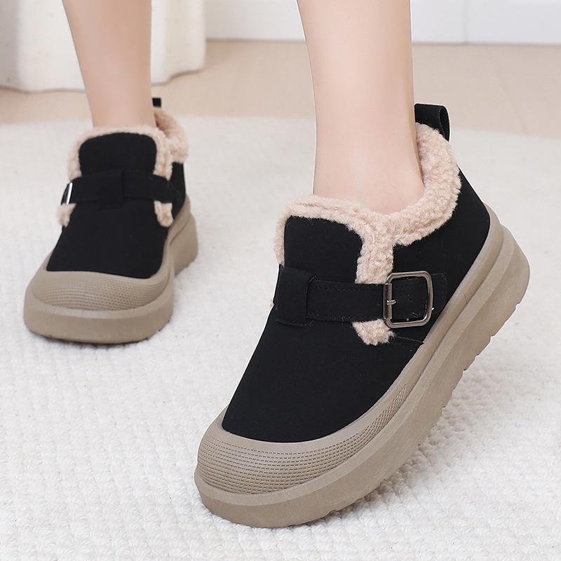Женские флисовые утепленные туфли, Удобная обувь на мягкой подошве, Универсальные, Модные, Нескользящие зимние ботинки