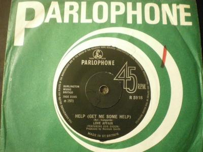 7-дюймовая пластинка LOVE AFFAIR, GUS EADON - Help (Помогите мне) R5918 Parlophone 1971 UK Рок Б/У
