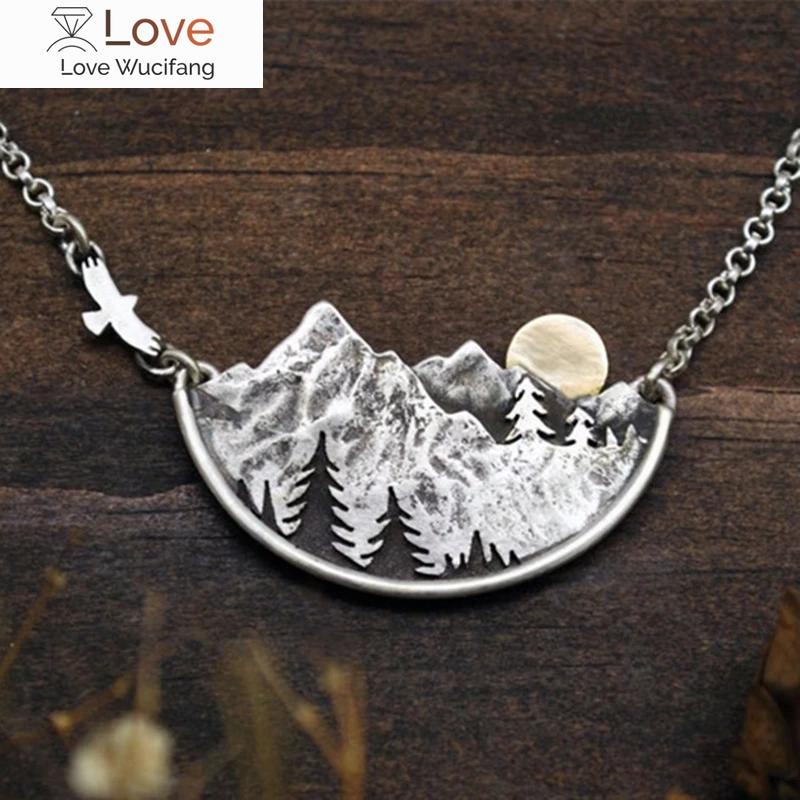 Мода Натуральный Стиль Горный Тропический Лес Заходящее Солнце Женские Ожерелья Свадебная Годовщина Подвеска Ожерелье Выпускной Ювелирные Изделия