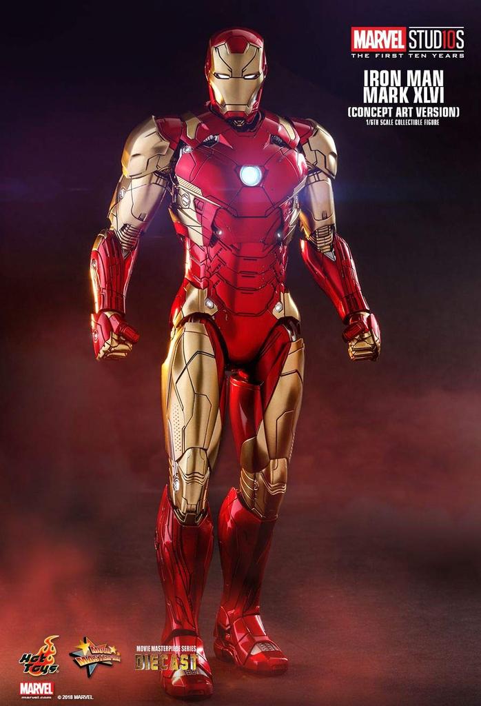 Movie Masterpiece DIECAST Marvel Studios 10th Anniversary Scale Figure Iron Man Mark 46 Art Endgame Exclusive Store by Hot Toys 1/6 (Concept Version)