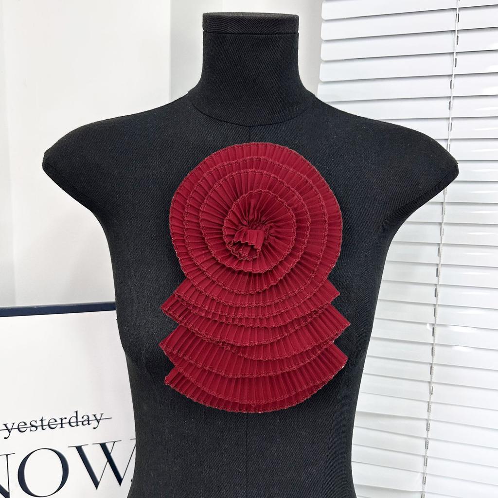 Нежный многоцветный шифоновый цветок многослойная плиссированная тканевая наклейка крафт цветок свадебное платье платье топ декоративные аксессуары