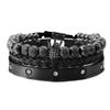 European and American retro crown woven bracelet, Roman letter stainless steel mesh open bracelet set three pieces men