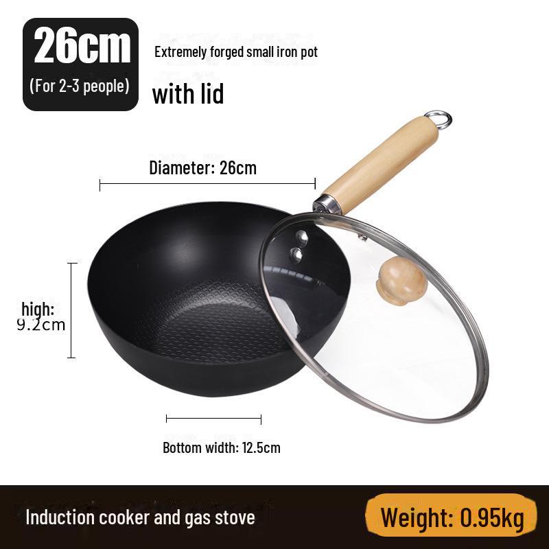 Мини-сковорода без покрытия диаметром 20 см для индукционных плит — компактная, легкая, идеальная для использования одним человеком