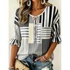 Женская многоцветная блузка с принтом в полоску и пэчворк, с завязками на шее, повседневная свободная блузка для весны, лета, повседневной носки и отпуска