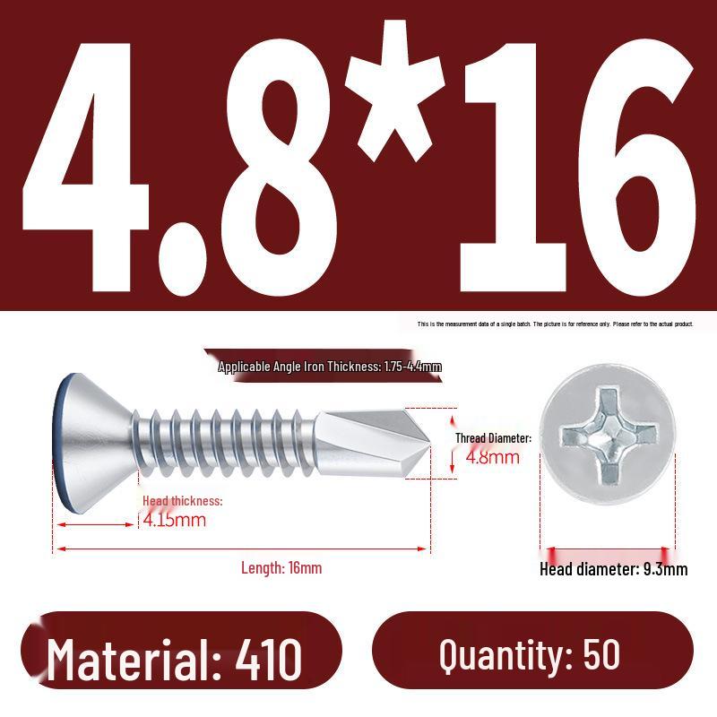 Винты с плоской головкой, из нержавеющей стали, с синим цинковым покрытием, самосверлящие и самонарезающие M3.9-M5.5