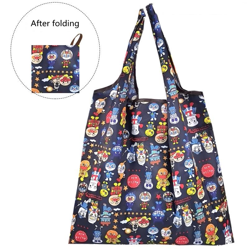 1PC Reusable Shopping Bag Folding Nylon Bag Printing Eco Large Capacity Grocery Bags Waterproof Portable Shopping Bags