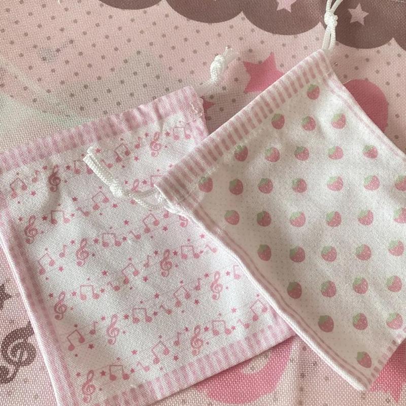 Клубничная музыкальная нота мешок на шнурке большой вместимости портативный кошелек для монет подарок мультяшный косметичка для хранения макияжа