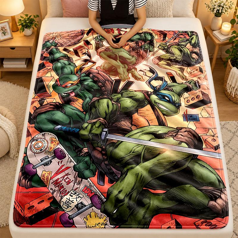 Flannel BlanketNinja Turtles Warm Soft Throw Blanket for Indoor Sofa Bed Living Room Use