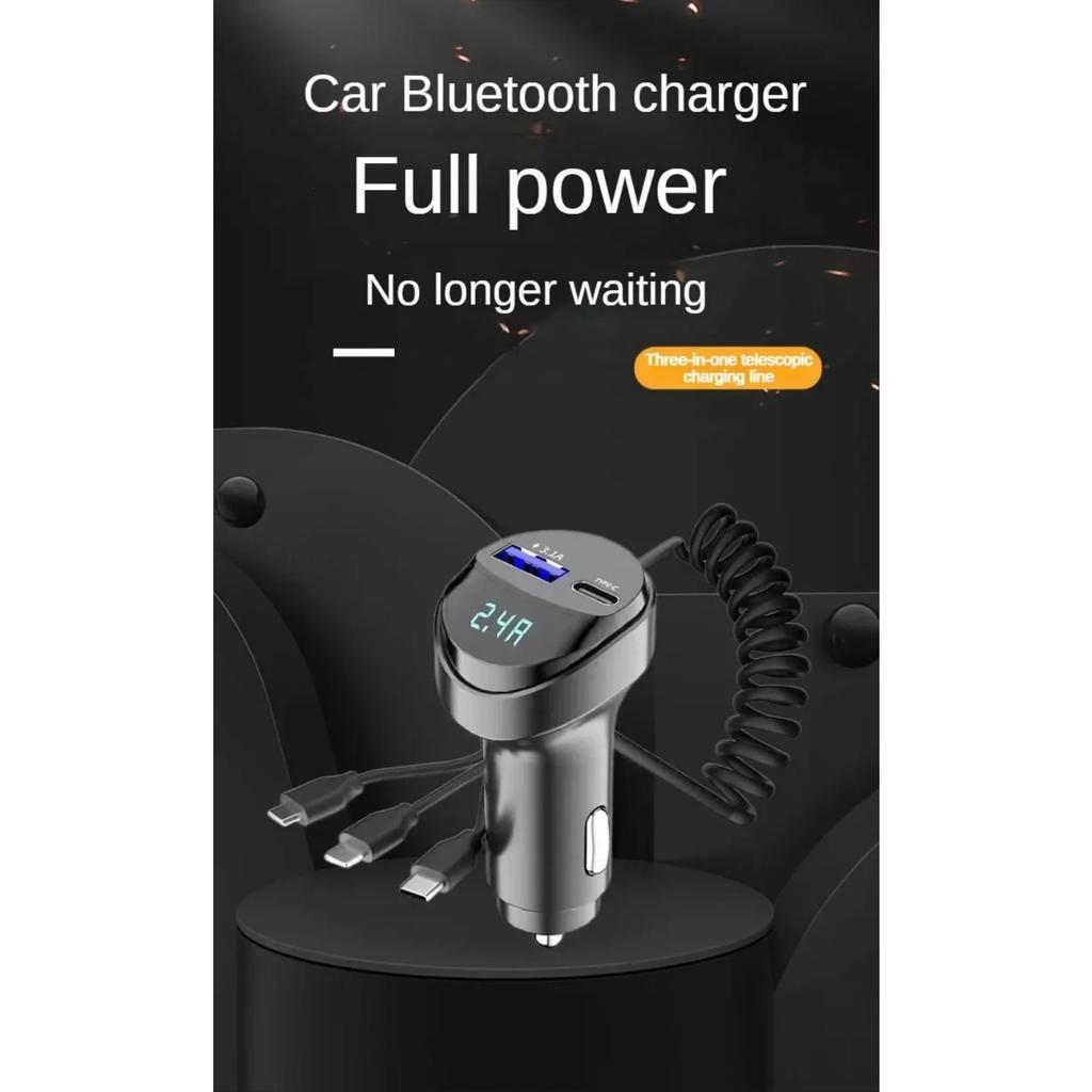 2-портовое USB 55 Вт быстрое автомобильное зарядное устройство для телефона 3.1A с дисплеем напряжения Автомобильный три в одном USB выдвижной зарядный кабель автомобильные аксессуары