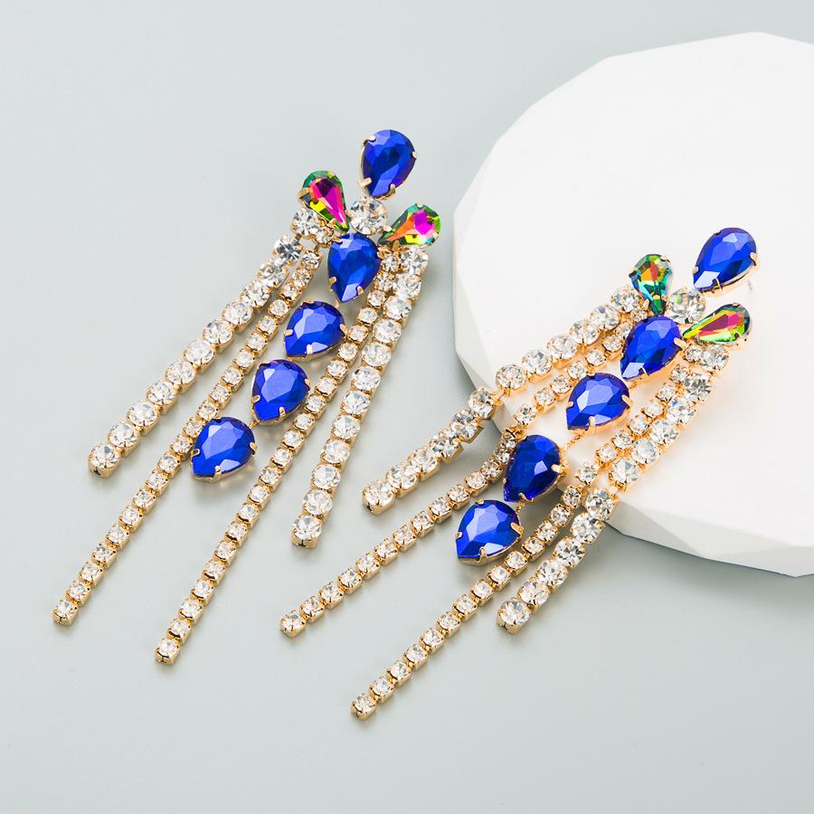 Женские серьги-капли, индивидуальные преувеличенные многослойные серьги с геометрическими стеклянными кристаллами и кисточками